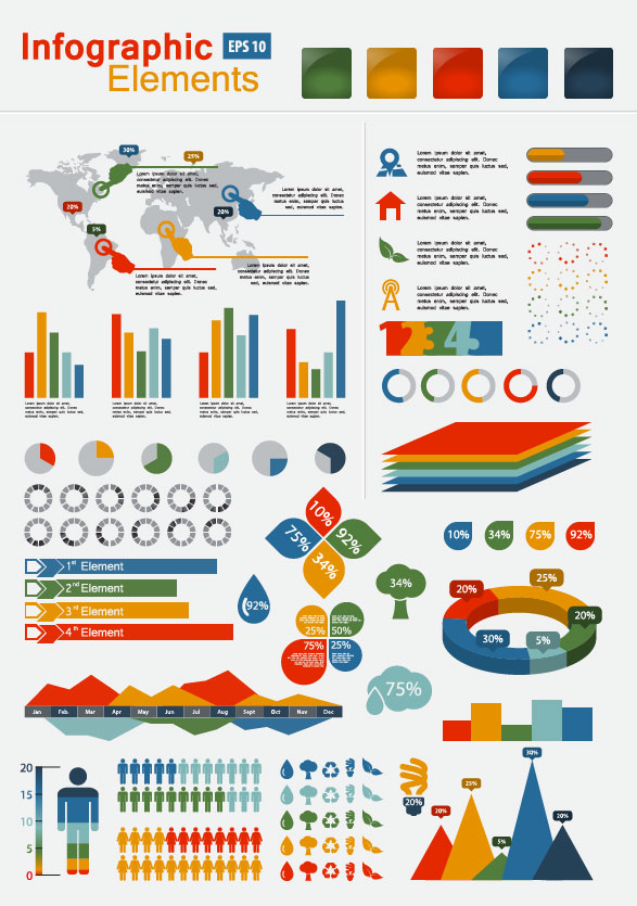 Set of Infographics and chart elements vector 01