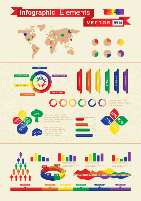 Set of Infographics and chart elements vector 02