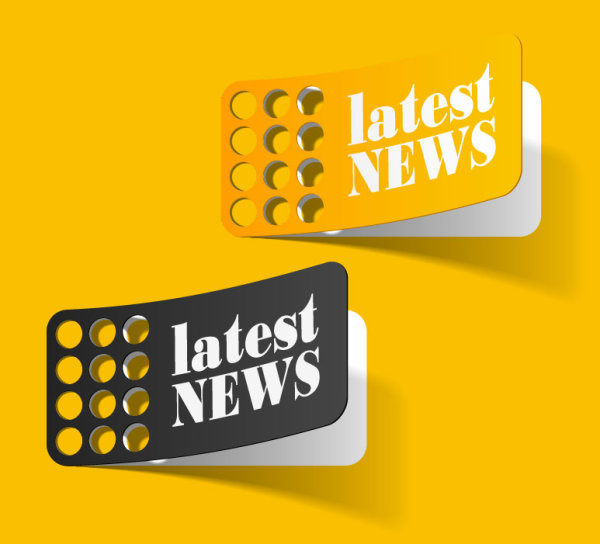 Black and yellow Stickers template vector 01