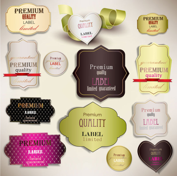 Romantic elements labels vector 02