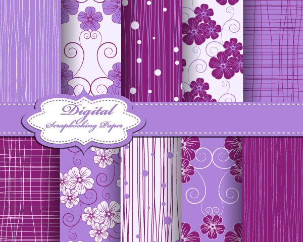 Set of Floral Fabric background vector 01