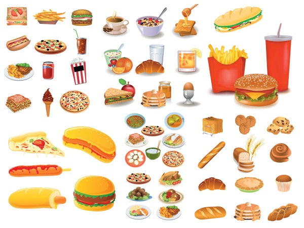 breakfast with pastries vector graphic