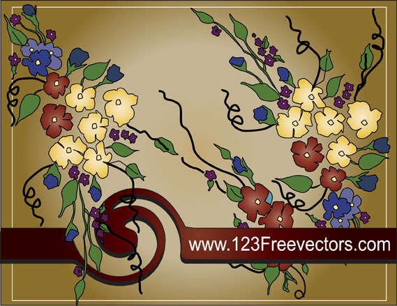 vines pattern leaves hand painted flowers background 