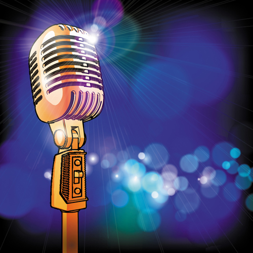 Stylish Microphone elements vector set 01