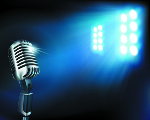 Stylish Microphone elements vector set 02