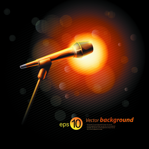 Stylish Microphone elements vector set 04