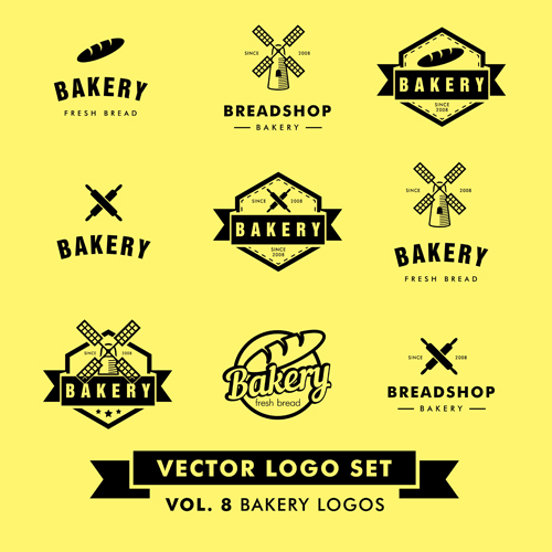 Bakery black logos vector material Bakery black logos vector material
