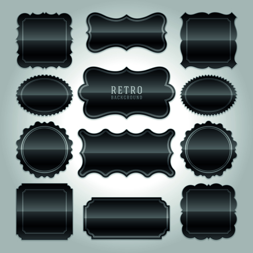 Black blank labels vector graphics