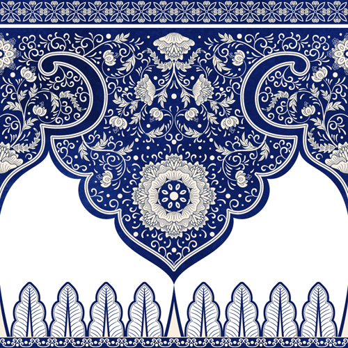 Blue lace border vector material