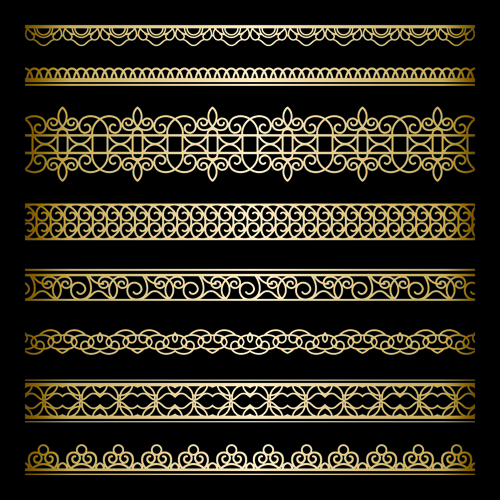 Luxury golden lace borders vector set 02