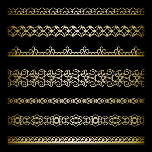 Luxury golden lace borders vector set 03