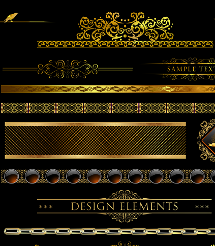 Set of ornate Calligraphy border pattern vector 04