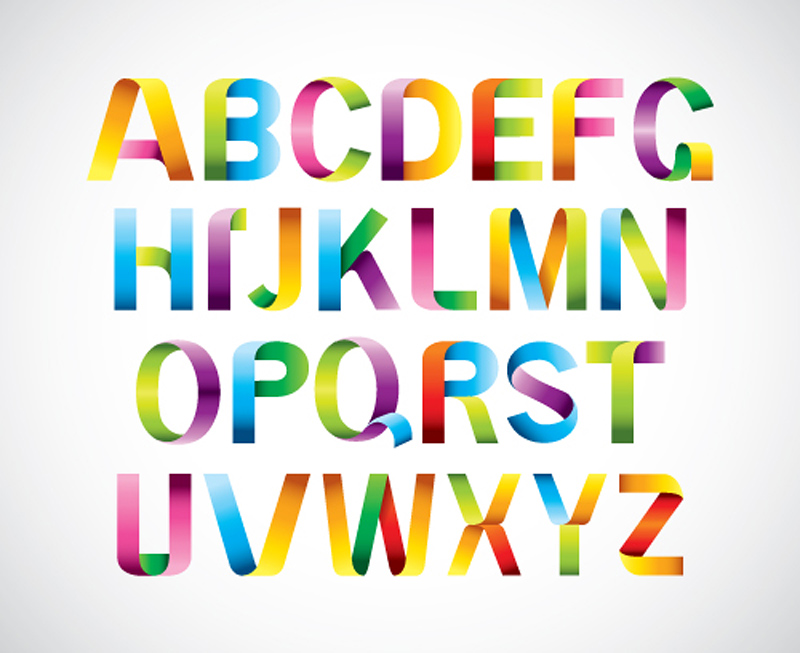 ribbon colored alphabet 