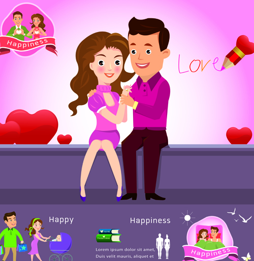 Couples and business infographics vector 02