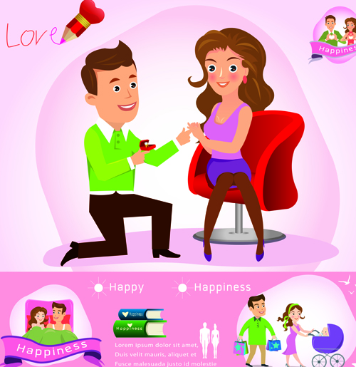 Couples and business infographics vector 03