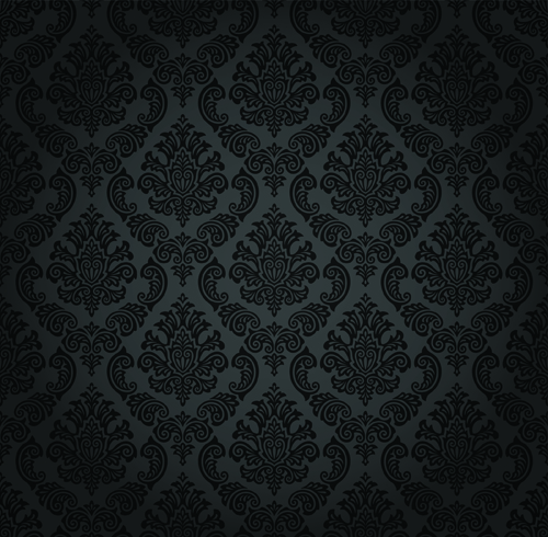 luxurious Black Damask Patterns vector 01