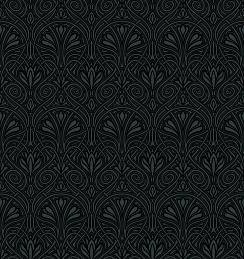 luxurious Black Damask Patterns vector 03