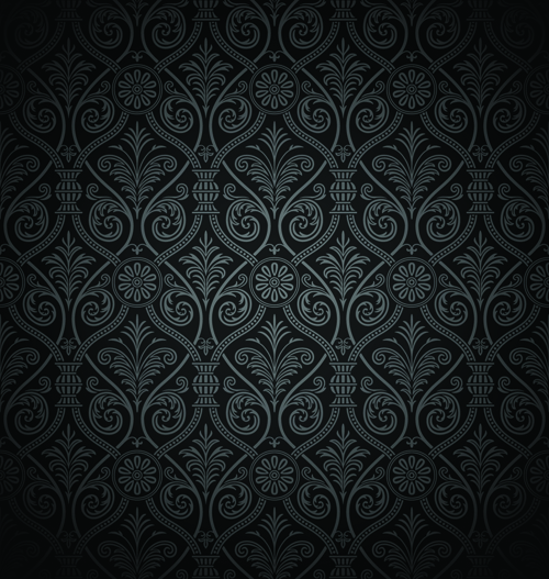 luxurious Black Damask Patterns vector 04
