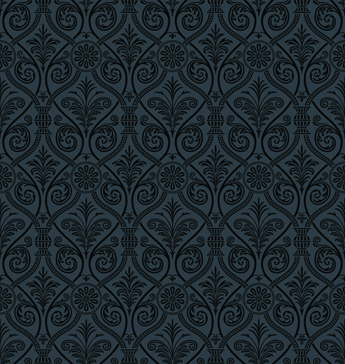 luxurious Black Damask Patterns vector 05