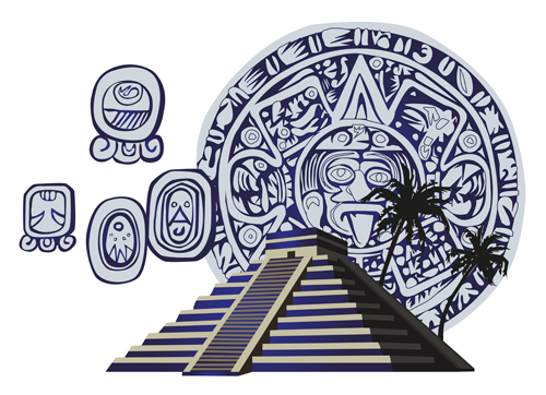 Egypt style pyramid and elements vector 04