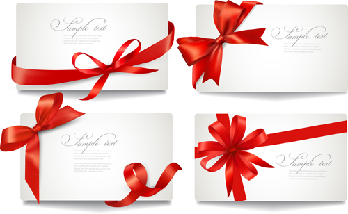 ribbon bow gift cards vector set 14 Exquisite ribbon bow gift cards vector set 14
