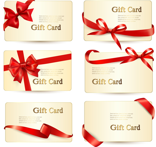 ribbon bow gift cards vector set 16 Exquisite ribbon bow gift cards vector set 16