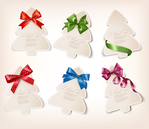 ribbon bow gift cards vector set 17 Exquisite ribbon bow gift cards vector set 17