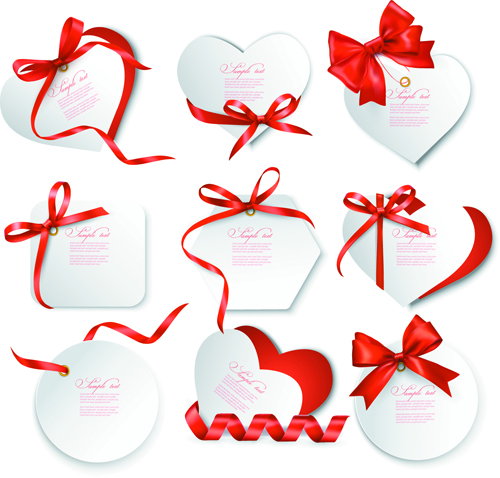 ribbon bow gift cards vector set 18 Exquisite ribbon bow gift cards vector set 18