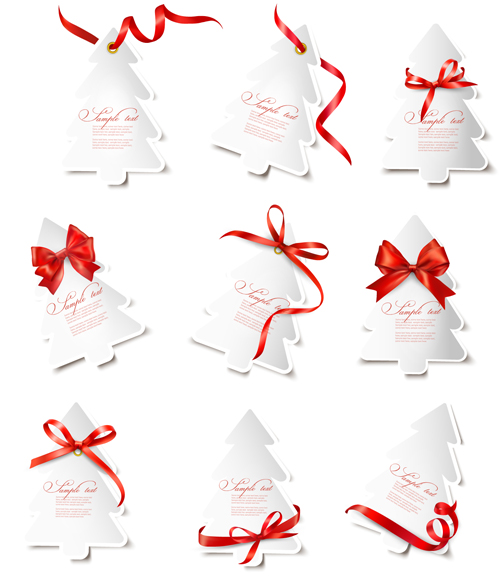 ribbon bow gift cards vector set 19 Exquisite ribbon bow gift cards vector set 19