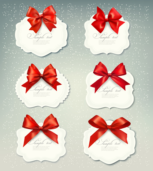 ribbon bow gift cards vector set 23 Exquisite ribbon bow gift cards vector set 23