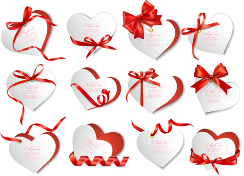 ribbon bow gift cards vector set 24 Exquisite ribbon bow gift cards vector set 24