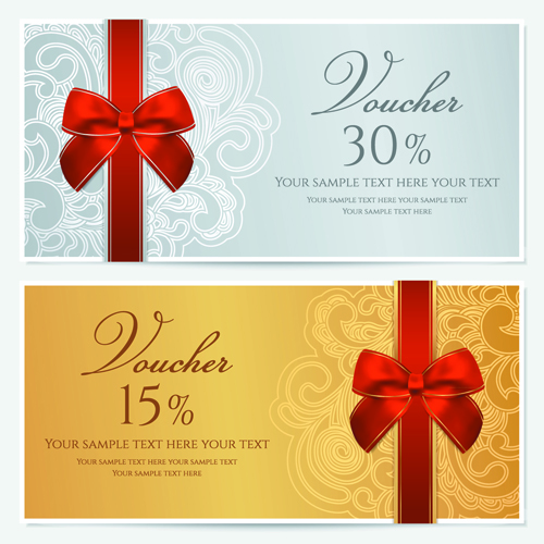Exquisite vouchers template design vector set 01