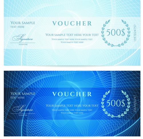 Exquisite vouchers template design vector set 02