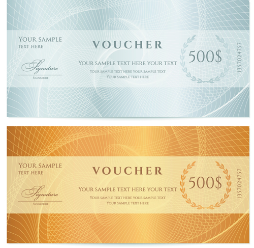 Exquisite vouchers template design vector set 03