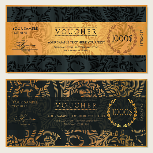 Exquisite vouchers template design vector set 04