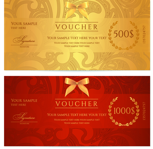 Exquisite vouchers template design vector set 05