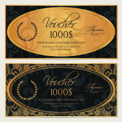 Exquisite vouchers template design vector set 06