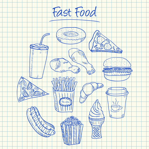 Hand Drawn Fast food elements 02