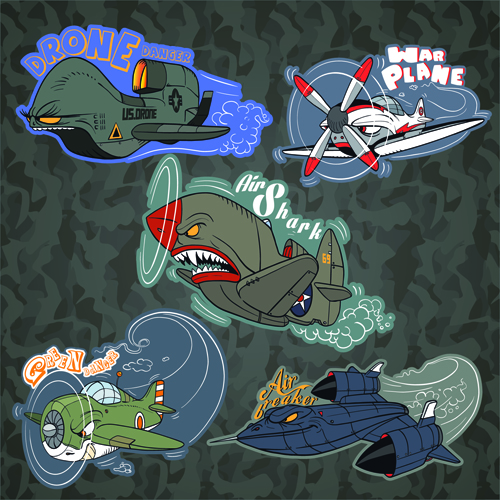 Funny cartoon transport elements vector 02