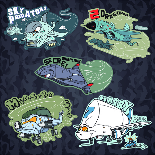 Funny cartoon transport elements vector 04