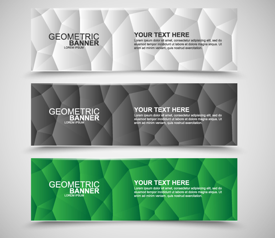 Geometric polygonal banners free vector
