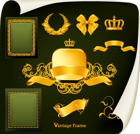 golden gold frames emblem elements element decorative 