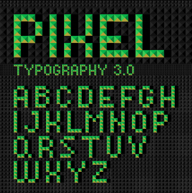 Green geometric shapes alphabet vector