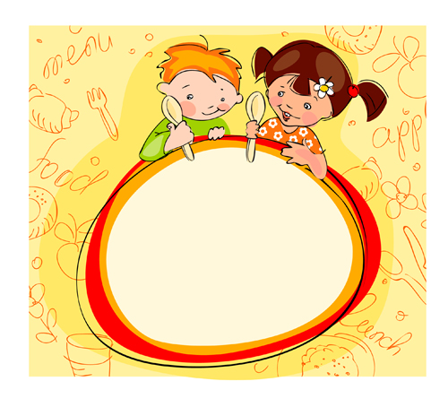 Hand drawn school kids vector background material 04