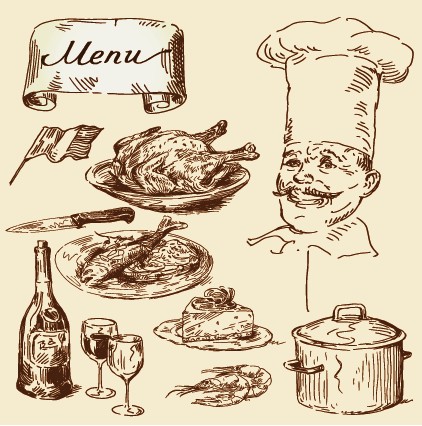 vintage illustration hand drawn food 