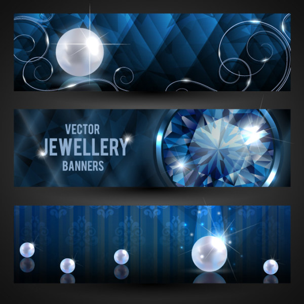 Luxury jewelry banner vector material