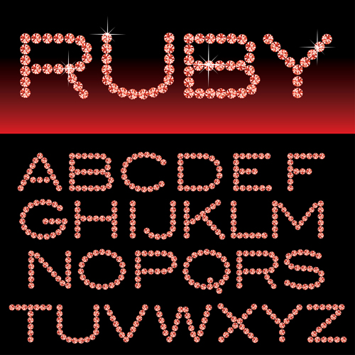 Ornate diamond alphabet font vector 05