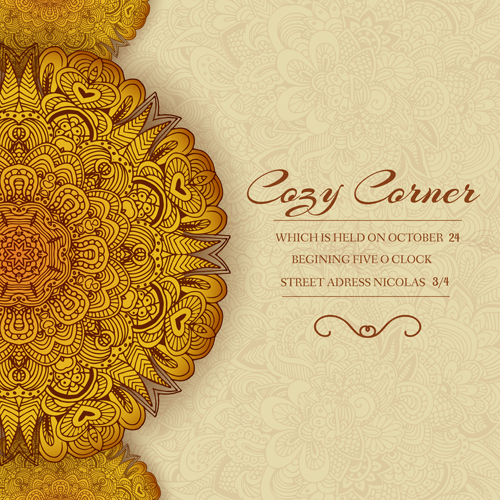 Retro font ornate material floral cards 