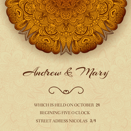 Ornate retro floral cards vector material 02
