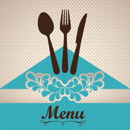Restaurant menu cover with tableware vector 04